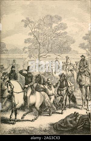 . Wahre Geschichten von Reisen und Abenteuer, Tapferkeit und Tugend. pentaria. Er fand weite Wüste Riemen, sondern auch atintervals reichen und gut bewässerten Flächen. Im Jahre 1861 stellte er oncemore, und unter den alten Track erreichte er das am weitesten entfernte Campingplatz seiner bisherigen Reise, und erreichte schließlich die Nordküste bei Van Diemens Golf, wo er die britische Flagge, neun Monate nach dem Verlassen Adelaide gehisst. Einen Weg zu finden, die durchdie dichten Gestrüpp war die Hauptschwierigkeit im letzten Teil der thejourney, aber die Strecke markiert, die nie againlost war und vor zehn Jahren eine Linie der Fernschreiber aus dem Norden tosouth ein Stockfoto