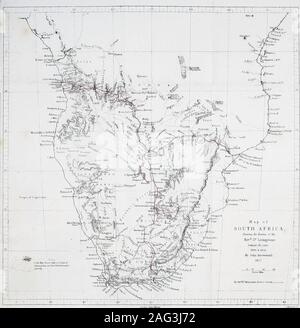 . Missionsreise und Forschungen in Südafrika: mit Skizze von sechzehn Jahren Wohnsitz in das Innere von Afrika, und eine Reise vom Kap der Guten Hoffnung nach Loanda, an der Westküste, von dort quer über den Kontinent, auf dem Fluss Sambesi, in das östliche Meer. Karte von Südafrika, zeigt die Raut&s Der. Rev Dr Lrvmgstceoe zwischen den Jahren 1849 und 1856. Durch Jolyi Arrowsmitb. 1857. Enqlish MilesDu Fax?!)? btvtnaztan&s Routt uns ioicurtA.. I-L 2H L. Albemarle Street, 1. November 1857. Herr MURRAYSLIST DER LETZTEN WERKE. Eine Erinnerung an die bemerkenswerte Ereignisse, die den Beitritt t besucht Stockfoto