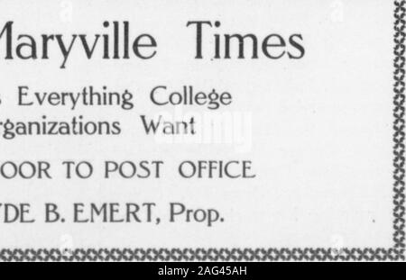 . Highland Echo 1915-1925. Die Maryville Mal druckt Lverything CollegeOrganizations wollen OFFICLCLYDE NLXT TÜR ZU VERÖFFENTLICHEN. B. LMLRT. Vorschl. XX) OOQO 00 OOOOO 000 OO () ERWEITERUNG DER ARBEIT VON Y.M.C.A. Letzten Sonntag Abend fünf Mitglieder des Y.M.C.A. ging toRockford zur Durchführung einer Sitzung thereThe Männer arbeiten unter theextension Plan der Y. und hatte afine treffen. Frater war das Sprechen - er des Abends. Er nahm seine textfrom Epheser VI, 11, und showedthat withfrequent Verwendung von Abbildungen der Kirche heute müssen die jungen Menschen den Kampf zu tun Dependon-ing. Die anderen Mitglieder der theparty, FerntheiT Stockfoto