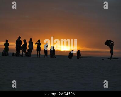 Dünen und Lagunen Sonnenuntergang in Lencois Maranhenses Nationalpark, Brasilien Stockfoto