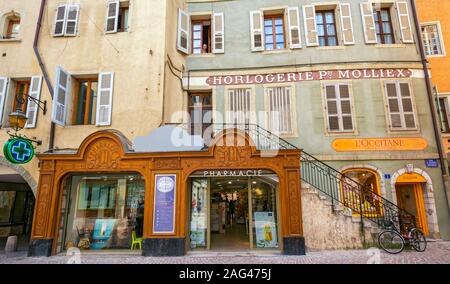 Frankreich, Haute-Savoie, Annecy, Rue Jean Jacques Rousseau, alte Apotheke Stockfoto