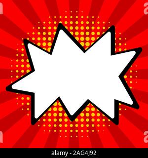 Pop Art Comic leere Sprechblase mit Sunburst und Halbton Hintergrund Vector Illustration Stock Vektor