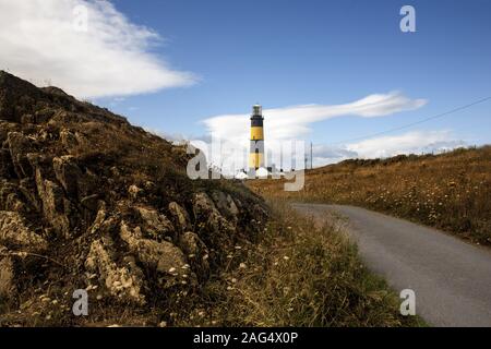 St John's Point Leuchtturm in Killough an der Dundrum Bay in Nordirland Stockfoto