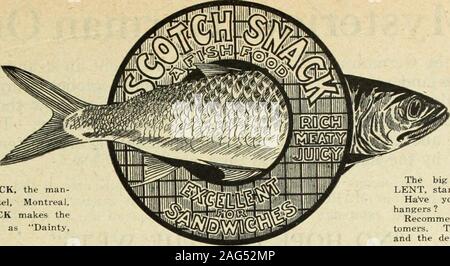 . Kanadische Lebensmittelhändler Januar-März 1919. Weareofferingthebestvalue Reis auf den kanadischen Markt. Februar 28, kanadische Lebensmittelhändler 1919 ist Argyll Bute 637 St. Urbain St., Montreal Phone East 8271 In Nachbestellung SCOTCH SNACK, der man-ager des Ritz-Carlton Hotel. Montreal. schreibt uns, dass SCOTCH SNACK macht themost ökonomischer als auch Zierliche, leckere Sandwiches.. Ontario AgentsWalter G. Bayley 20 Front St. E., TorontoPhone Main 2226 westliche Agenten Watson & Trnesdalc Winnipeg das Bit? Fisch-essen Jahreszeit beginnt die Fastenzeit, 5. März. Haben Sie ausreichende Lagerbestände und Anzeige Kleiderbügel? Empfehlen Stockfoto