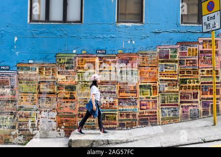 'Street Art von Alex Croft in Soho zentralen Stadtviertel von Hongkong." Stockfoto