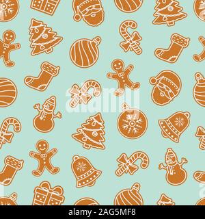 Weihnachten Musterdesign mit Lebkuchen Stock Vektor
