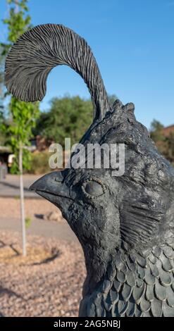 Kunst im öffentlichen Raum Skulptur von Tim Mullane: "Gambel's Wachtel (2019)' in Skyview Park, Corrales, New Mexico Stockfoto