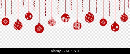 Satz von roten Weihnachtskugeln hängenden Ornamente Stock Vektor