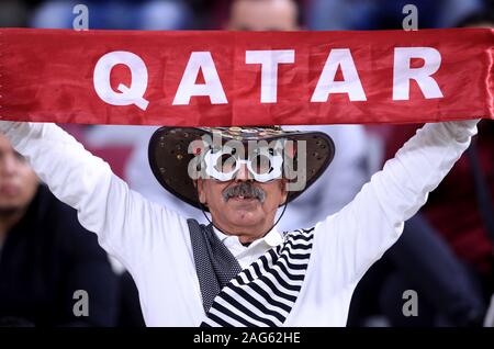 Ein Katar Ventilator während der FIFA Club Wm Finale von der Khalifa International Stadium, Doha. Stockfoto