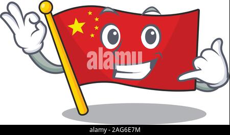 Rufen Sie mich süß Flagge China Maskottchen cartoon Seite blättern Stock Vektor