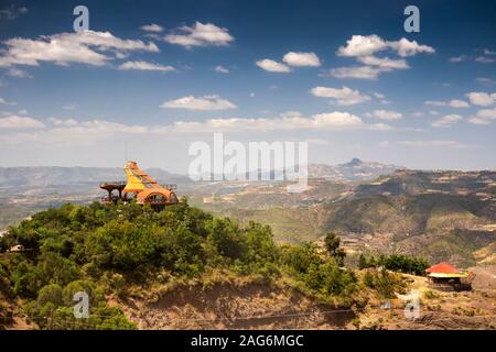 Äthiopien, Amhara, Lalibela, Ben Abeba, ungewöhnlich, Architektenhaus gemeinsame Schotten/äthiopischen Restaurant auf dem Hügel Stockfoto