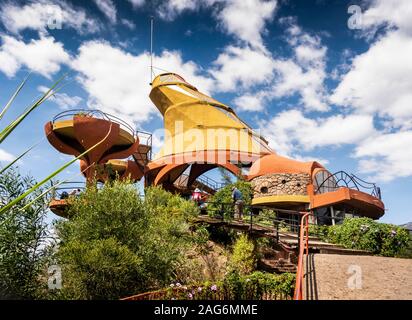 Äthiopien, Amhara, Lalibela, Kunden bei Ankunft am Ben Abeba, gemeinsame Schotten/äthiopischen Restaurant auf dem Hügel Stockfoto