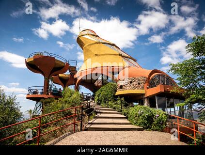 Äthiopien, Amhara, Lalibela, Ben Abeba, gemeinsame Schotten/äthiopischen Restaurant auf dem Hügel Stockfoto