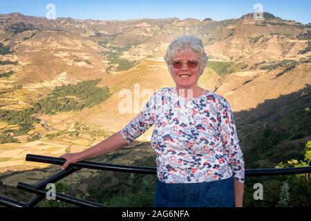 Äthiopien, Amhara, Lalibela, Ben Abeba Restaurant, Miteigentümer Scotswoman Susan Aitchison Stockfoto