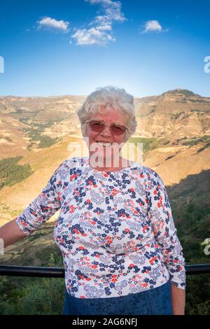 Äthiopien, Amhara, Lalibela, Ben Abeba Restaurant, Miteigentümer Scotswoman Susan Aitchison Stockfoto