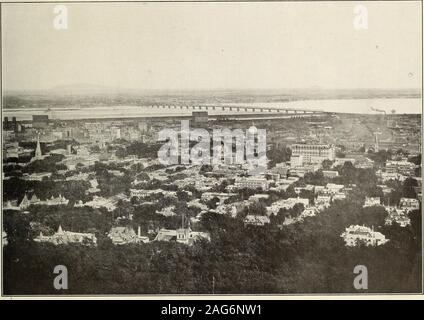 . Alte und neue Montreal mit einer Reihe von vergleichenden Blick illustriert das Wachstum und die Entwicklung der größeren Stadt. Montreal vom Berg, bis heute. OLD MONTREAL Stockfoto