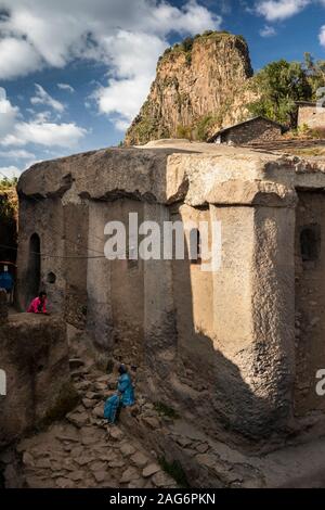 Äthiopien, Amhara, Lalibela, Mount Abuna Yosef, asheton Maryam Kloster eines der größten Klöster des Landes, die Kirche von St Mary Stockfoto