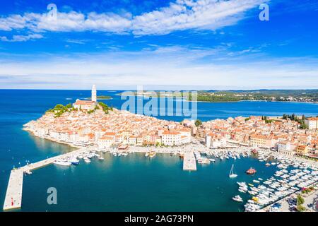 Kroatien, Adria Küste in Istrien, Panorama der wunderschönen Altstadt von Rovinj Stockfoto