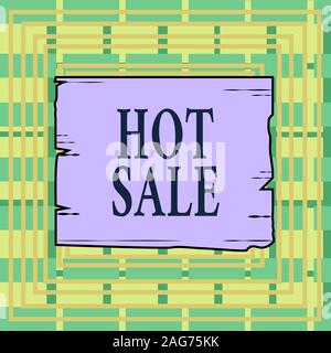 Text Zeichen zeigen Hot Sale. Business Foto präsentiert das Inverkehrbringen von Produkten auf hohen Rabatt Super Preis Schwarzer Freitag Holz- square Plank leer Schlitze im Rahmen Stockfoto