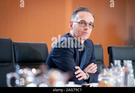 Berlin, Deutschland. 18 Dez, 2019. Heiko Maas (SPD), Minister für auswärtige Angelegenheiten nimmt an der Sitzung des Bundeskabinetts im Bundeskanzleramt. Credit: Kay Nietfeld/dpa/Alamy leben Nachrichten Stockfoto