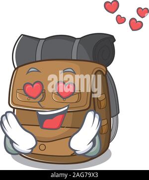 Verlieben niedlich Wanderrucksack Blättern cartoon Maskottchen design Stock Vektor