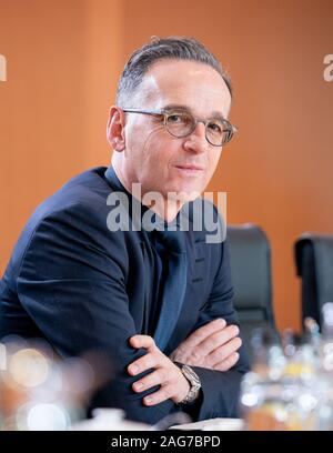 Berlin, Deutschland. 18 Dez, 2019. Heiko Maas (SPD), Minister für auswärtige Angelegenheiten nimmt an der Sitzung des Bundeskabinetts im Bundeskanzleramt. Credit: Kay Nietfeld/dpa/Alamy leben Nachrichten Stockfoto