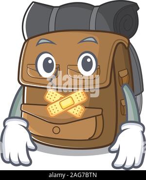 Wanderrucksack Blättern Maskottchen Cartoon Character Design auf stumme Geste Stock Vektor