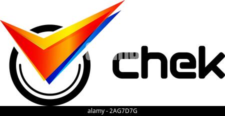 Isolierte Vektor pulsierende Logo mit der Darstellung eines stilisierten Orange Blue tick. Reparatur Service Verkauf. Kfz-Teile und Zubehör. Smartphones Stock Vektor