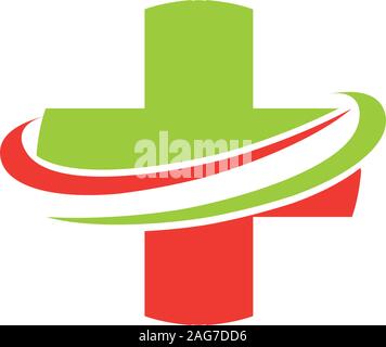 Red Green Cross medizinische Einrichtungen für medizinische, Krankenhaus, Krankenhäuser, Apotheken, Rehabilitationseinrichtungen, Nächstenliebe, veterenarnyh Kliniken. Hilfe Stock Vektor