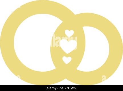 Hochzeit Logo. Gold Hochzeit Ringe. stilisierte Verlobungsringe. Vector Logo für die Hochzeit. Attribute und Dekoration Hochzeit. Das Symbol des Glaubens Stock Vektor