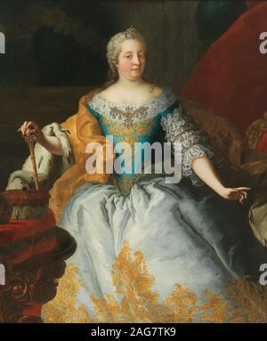 Porträt von Kaiserin Maria Theresia (1717-1780), Königin von Ungarn und Böhmen, die Böhmische Krone und die archducal Krone. Private Sammlung. Stockfoto