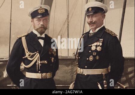 Zar Nikolaus II. und Kaiser Wilhelm II. im BJ&#xf6;rk&#xf6; 1905. Private Sammlung. Stockfoto