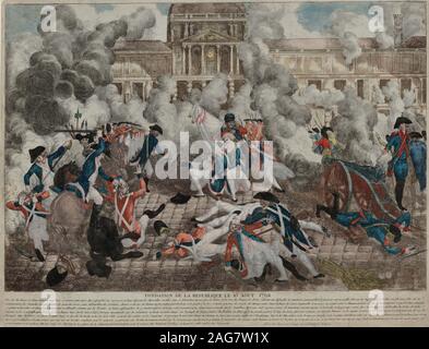 Der Aufstand vom 10. August 1792, 1792. In der Sammlung der Biblioth Gefundenè que Nationale de France. Stockfoto