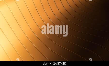 Golden schöne bunte 3D-Hintergrund mit glatten Linien und Wellen von Metall. 3D-Rendering, 3D-Darstellung. Stockfoto
