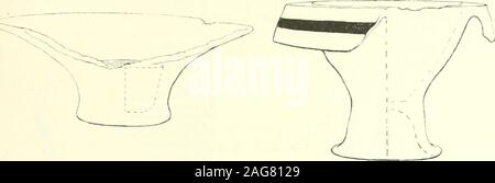 . Ausgrabungen bei Phylakopi in Melos,. tric Tassen. Sekten. G und 7 mit dem atldition eines kleinen hohlen Fuß: Die gleiche footedtype, wie bereits gesagt worden ist, tritt unter die bemalte Ware gefunden inSiphnos und Syros. PI. XXXV. 17 ist ein Beispiel für die gewöhnliche Art der Dreibeinigen kochen-Topf. Eine andere häufige Art, von denen wir keine ganzen Muster, hadstraight Seiten und keine Hals haben, die Griffe werden entweder als auf XXXV. 17 oder steht auf der Oberseite der Felge (vgl. Abb. 77). Backen Pfannen likethose in Tiryns und Mykene (Schliemann, Tiryns, ip gefunden. 116, Nr. 26) wererepresented durch zahlreiche f Stockfoto