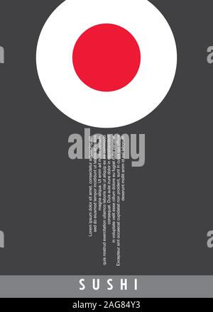 Minimalistische sushi Plakatgestaltung für japanisches Restaurant. Einfache flache Essen Kunstwerke mit futuristischen Zusammensetzung Stil. Vektor Bild. Stock Vektor
