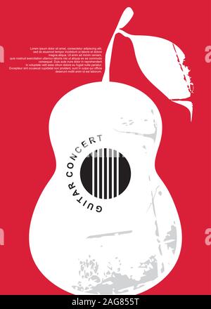 Klassische Gitarre Konzert künstlerische Plakatgestaltung. Musik Flyer Einladung Layout für musikalische Ereignis. Vector Art. Stock Vektor