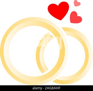 Für Vektor isoliert Logo der Trauringe. Schmuckshop. Hochzeit Symbole. Partnervermittlung anmelden. Stock Vektor