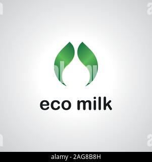 Green leaf Logo. Eco Milch Logo. Organisches Produkt Logo. Stock Vektor