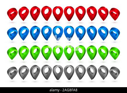 3D-Karte Zeiger. Navigator Symbol auf weißem Hintergrund. Vector Illustration. Stock Vektor