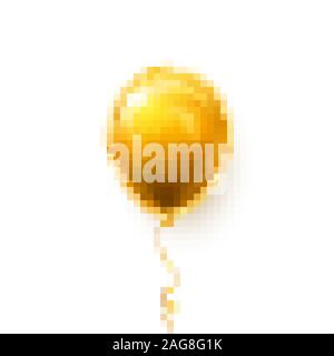 Realistische goldene Ballon auf weißem Hintergrund mit Schatten. Shine Helium Ballon für Hochzeit, Geburtstag, Feste. Festival Dekoration. Vektor illustratio Stock Vektor