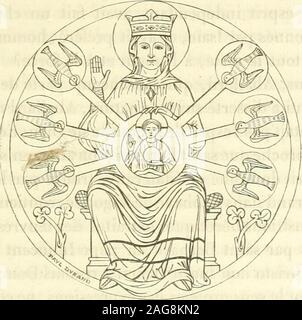 . Iconographie chrétienne; Histoire de Dieu. sem-barrassaient pas pour peu: lorsquils avaient à représenter lesdouze Vertus principales, les Douze mois de lannée, Les douzeapôtres, Les Vingt-quatre de lApocalypse vieillards, et que Laplace, mal calculée, Leur faisait Défaut, ILS-nen nen sculptaientou peigiuiient que les deux Tiers, La moitié ou un Voccurrence tiersseulement, weiter. Par contre, lorsqu ils avaienttrop de Ort, ils mettaient trente vieillards, quinze mois, Vingt vertus; ils répétaient une, deux et même Trois loisle même Cordon de Patriarches, de Rois, de Märtyrer, de ICONOGRAP Stockfoto