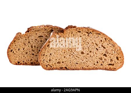 Roggenbrot Schichten in Nahaufnahme auf weißem Hintergrund Stockfoto