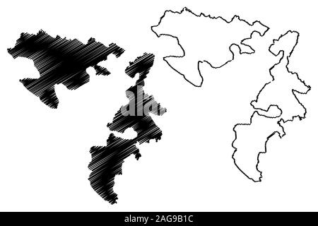 Der Republika Srpska (Bosnien und Herzegowina, BiH, Bosnien - Herzegowina) Karte Vektor-illustration, kritzeln Skizze Srpska Karte Stock Vektor