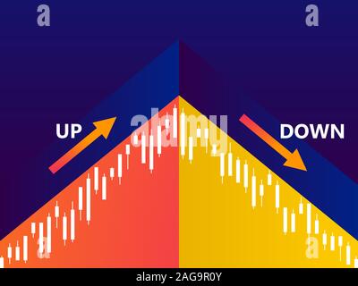 Aktienkurs, Börsenhandel. Zeitplan der Steigen und Fallen der Preise. Vector Illustration Stock Vektor