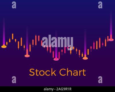 Aktienkurs, Börsenhandel. Zeitplan der Steigen und Fallen der Preise. Vector Illustration Stock Vektor