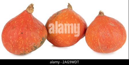 Drei isolierten Kürbisse auf weißem Hintergrund Stockfoto