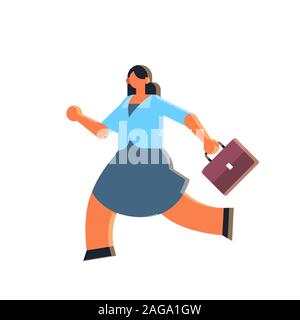 Geschäftsfrau holding Koffer überarbeitet business Frau mit Aktentasche frist Konzept weibliche Büroangestellte in formalen Verschleiß flach in voller Länge Vektor illustration Stock Vektor