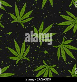 Marihuana Green Leaf nahtlose Muster. Cannabis marihuana Hanf v ector Hintergrund. Stock Vektor