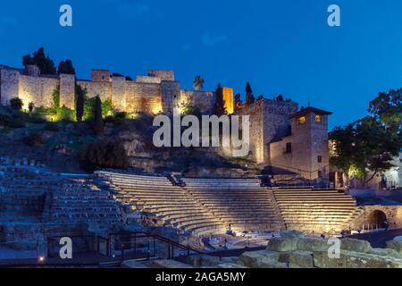 Das Römische Theater und die maurische Festung Alcazaba, oder, Malaga, Provinz Malaga, Costa del Sol, Andalusien, Südspanien. Stockfoto